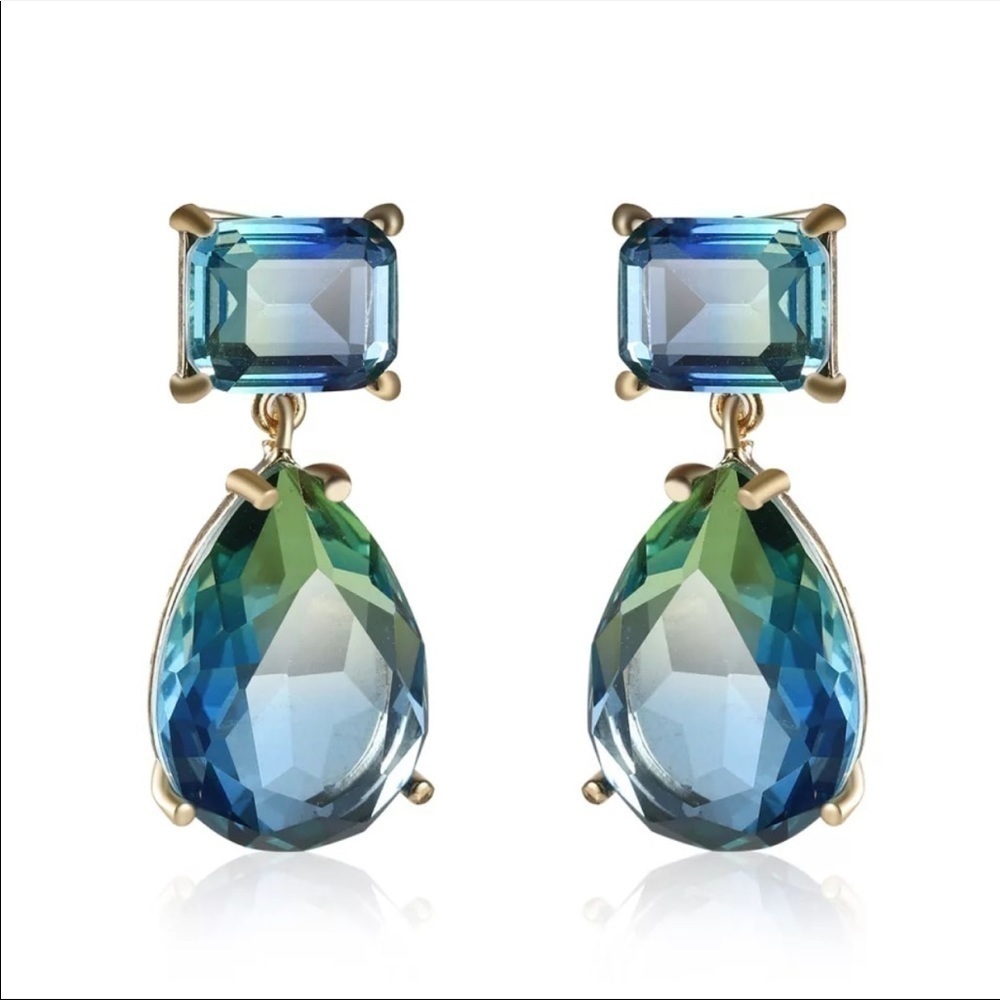 ❗️restocked❗️new Stunning Blue Green Tourmaline Teardrop Earrings